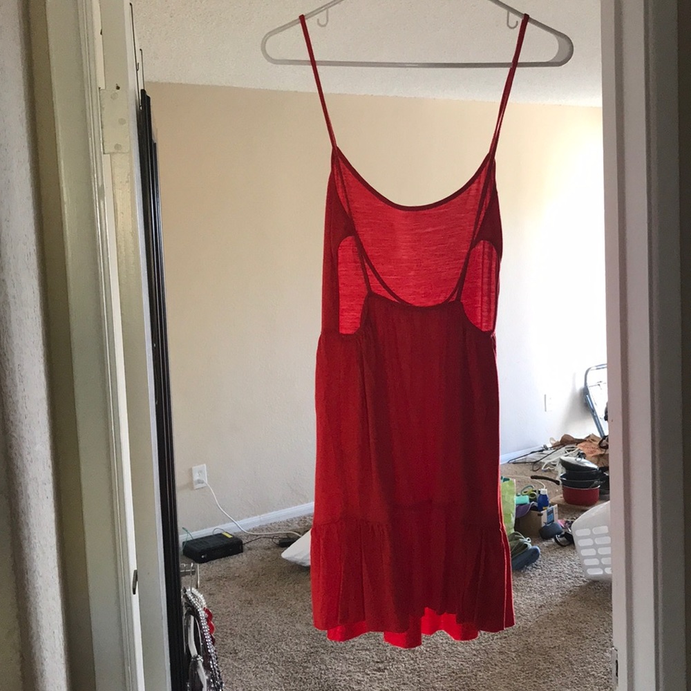 Red cami dress